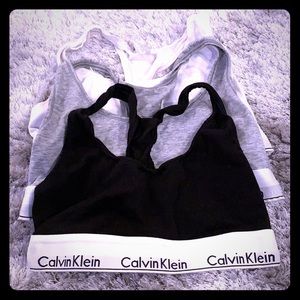 Calvin Klein sports bra set of 3 black grey white